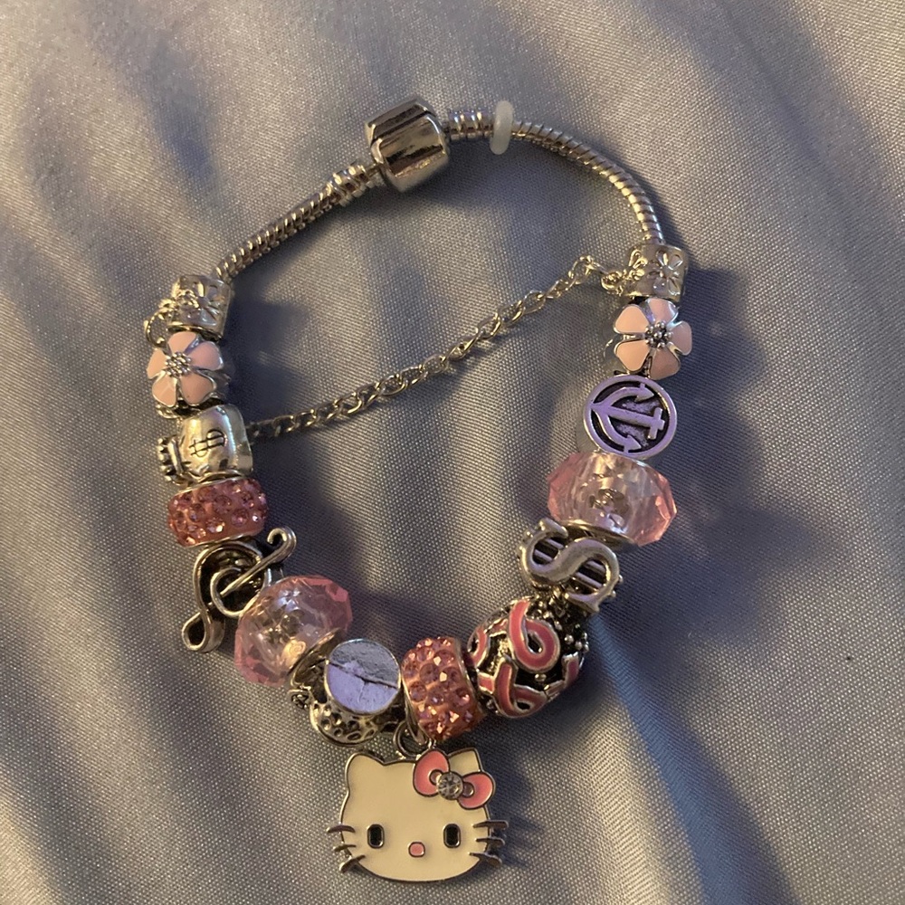 Hello Kitty Pink and Silver Charm Bracelet